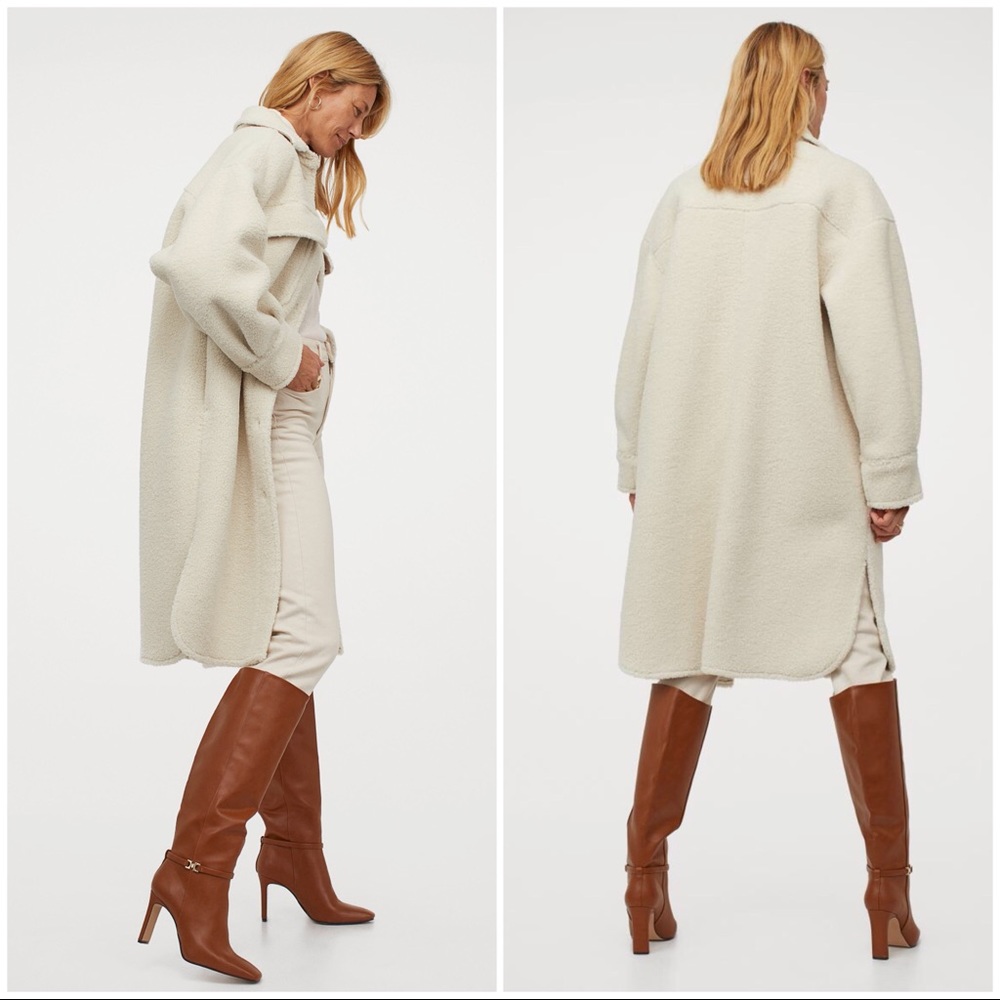 NWT - H&M Faux Shearling Shirt Jacket - Picture 2 of 3